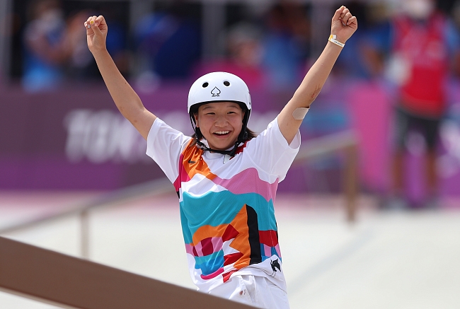 Японская скейтбордистка Момидзи Нисия на Олимпийских играх-2020 (2021) в Токио фото № 1