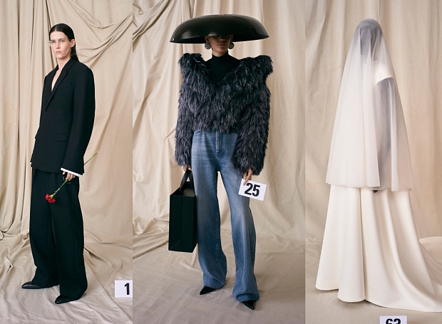 Драматичная шляпа, огромные пальто и вечерние платья в кутюрной коллекции Balenciaga