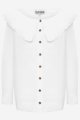 Хлопковая блуза с отложным воротником Ganni, 15 400 рублей, tsum.ru фото № 3