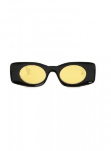 Солнцезащитные очки с овальными линзами желтого оттенка и широкими дужками фото № 2