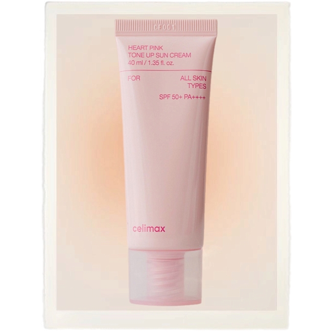 Выравнивающий солнцезащитный крем для сияния кожи Heart Pink Tone Up Sun Cream SPF50+PA++++, Celimax фото № 10
