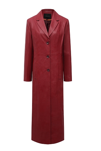 Бордовое удлиненное пальто из эко-кожи  Lesyanebo, 78 000 руб. фото № 15