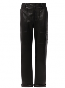 Черные кожаные брюки-карго фото № 8