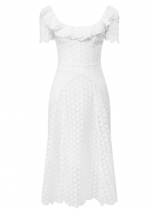 Белое льняное платье миди  фото № 12