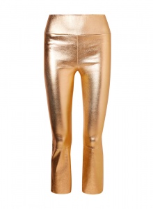 Укороченные золотые брюки с эффектом металлик фото № 13