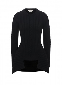 Черный свитер асимметричного кроя фото № 7