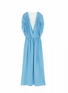 Голубое платье миди с открытой спиной и глубоким декольте фото № 10
