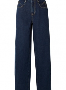 Темно-синие джинсы с широкими штанинами фото № 6