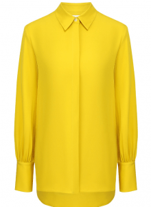Желтая шелковая блузка фото № 6