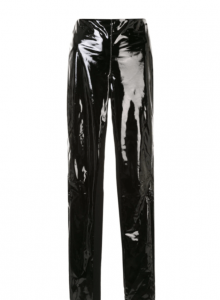 Черные лакированные брюки с высокой посадкой фото № 10