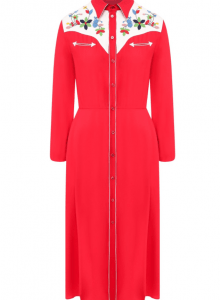 Яркое красное платье из тонкого вискозного крепа в стиле вестерн фото № 11