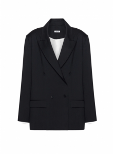 Черный двубортный пиджак в стиле oversize фото № 1
