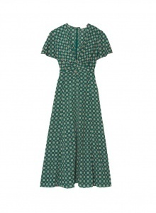 Зеленое платье с коротким рукавом и принтом  фото № 3