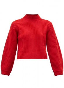 Красный укороченный свитер с объемными рукавами  фото № 1