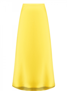 Желтая атласная юбка-миди фото № 14