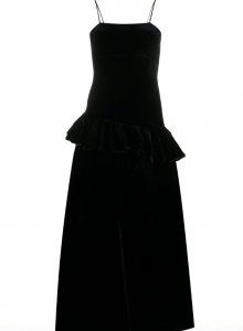 Черное бархатное платье на тонких бретелях фото № 13