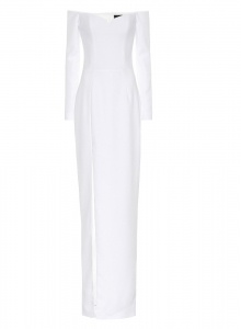 Белое платье из крепа с корсетом фото № 18