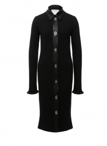 Черное платье из шерсти и хлопка на пуговицах фото № 9