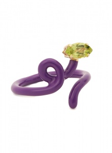 Фиолетовое витое кольцо из стерлингового серебра с глянцевым эмалевым покрытием  фото № 1