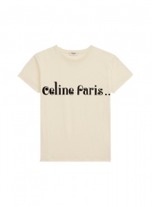 Хлопковая футболка с надписью Celine Paris фото № 16