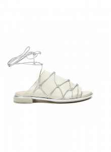 Белые кожаные сандалии с завязками фото № 5