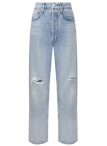 Голубые джинсы c искусственными потертостями фото № 14
