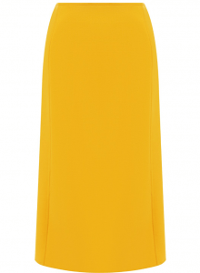 Желтая шерстяная юбка миди фото № 8