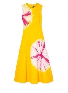 Желтое платье миди с принтом фото № 15