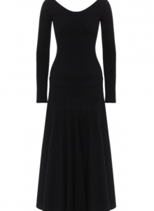 Длинное черное платье из тонкой мягкой шерсти фото № 10