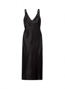 Черное платье-комбинация из шелка и сатина фото № 15
