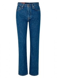 Прямые синие джинсы с высокой посадкой фото № 5
