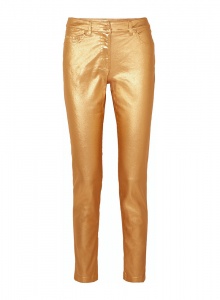 Золотые брюки с эффектом металлик фото № 15
