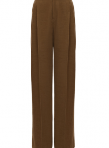 Кашемировые брюки с широкими штанинами в оттенке хаки фото № 12