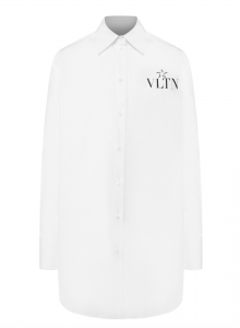 Белая хлопковая рубашка с принтом VLTNStar  фото № 4
