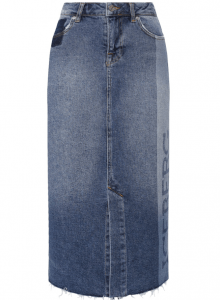 Джинсовая юбка-карандаш миди фото № 8