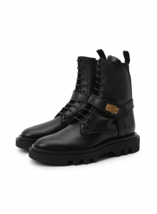 Черные ботинки в армейском стиле на шнуровке фото № 2