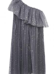 Короткое серое платье с открытым плечом  фото № 11