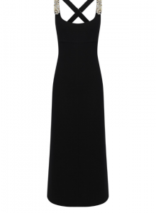 Черное шерстяное платье с широкими лямками фото № 11