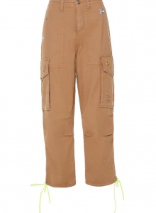 Прямые брюки песочного цвета с карманами фото № 7