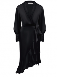Черное шелковое платье асимметричного кроя фото № 13