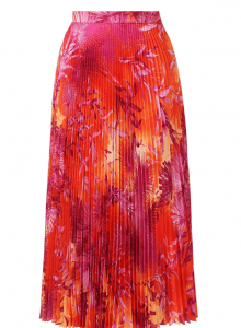 Плиссированная юбка миди с тропическим принтом фото № 12