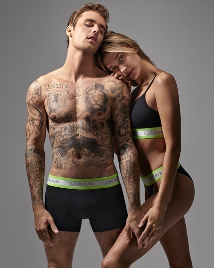 Джастин и Хейли Бибер в нижнем белье в новой рекламной кампании Calvin Klein фото № 1