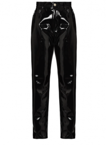 Черные виниловые брюки Dua узкого кроя фото № 8