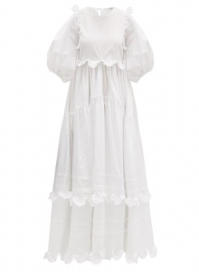 Белое платье миди Marina из смеси хлопка и поплина  фото № 7