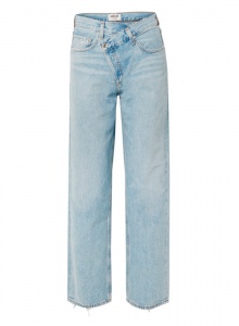 Прямые джинсы с высокой посадкой и асимметричной застежкой фото № 4