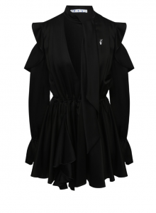 Черное платье с широкими оборками фото № 21