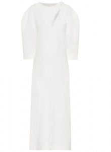 Белое льняное платье миди фото № 8