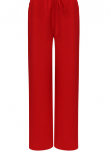 Красные шелковые брюки с широкими штанинами фото № 7