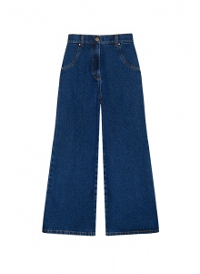 Синие джинсы с широкими штанинами  фото № 4