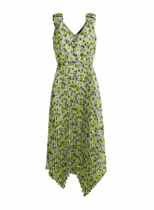 Ассиметричное платье с юбкой плиссе и цветочным принтом фото № 5